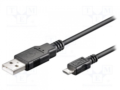 Кабел USB USB-MICBM-1.8BK Кабел; USB 2.0; USB A щепсел,USB B micro щепсел; 1,8m; черен